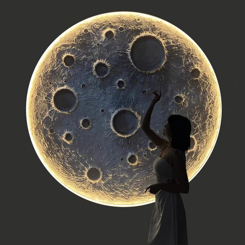 3D Relief Moon Modern Wall Lamp for Living Room Dining Interior Decoration Custom Packing