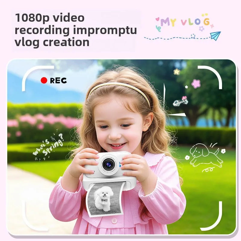 Kids Digital Instant Print Camera 1080p Filter MP3 Colour Photo Toy for Little Girl