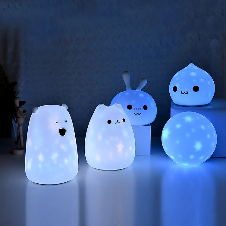 Rechargeable Silicone Night Light Star Projector Night Light for Kids Room