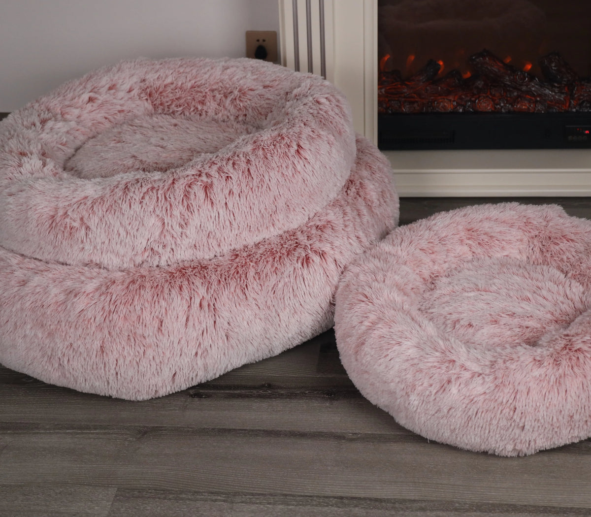 Round Donut Pet Bed for Dogs and Cats, Cozy Raised-Rim Bed in 3 Colors