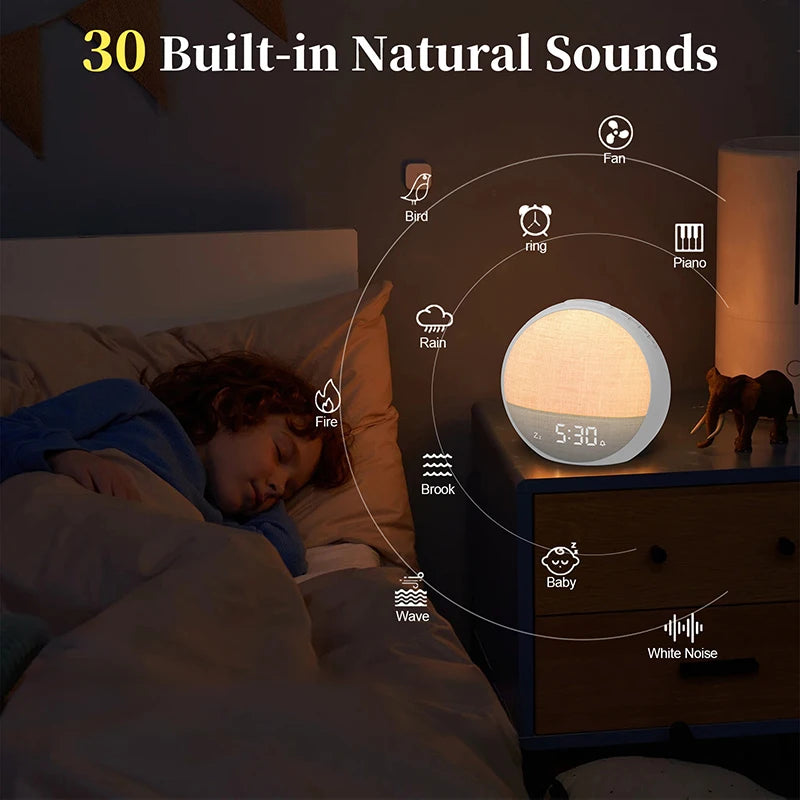 Sunrise Alarm Clock - Wake Up Light with FM Radio & Nature Sounds for a Gentle Morning