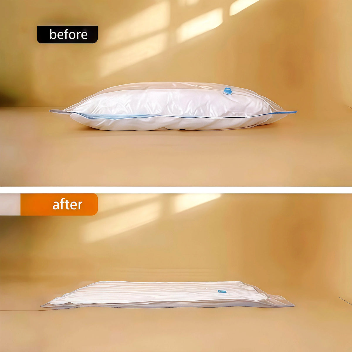 Q-12pcs Portable Vacuum Storage Bag With Pump for Bedding Clothes Stock Space Saver (Pack of 2)