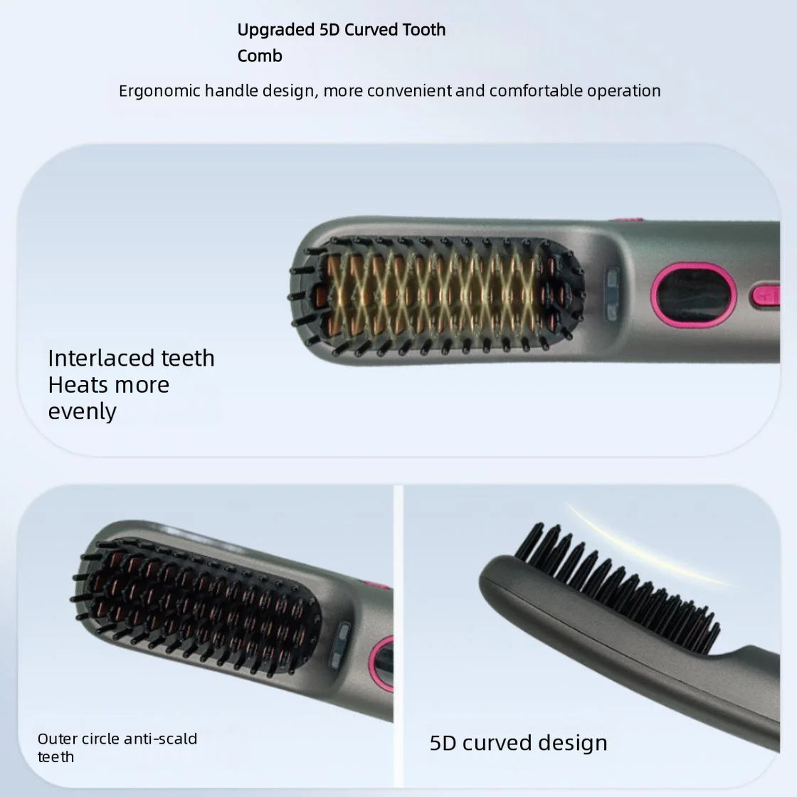 Portable Straightening Brush for Travel Negative Ions Fast Heating Straightener Comb