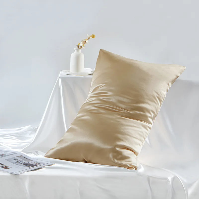 Double-Sided Satin Weave 100% Mulberry Silk Zippered Pillowcase 19 Momme for Bed Pillows