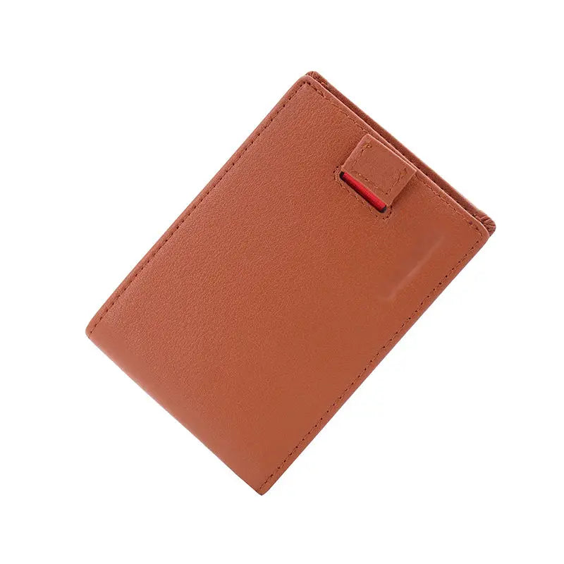 Minimalist Leather Bifold Wallet RFID Blocking Slim Card Holder Open Closure Metal Money