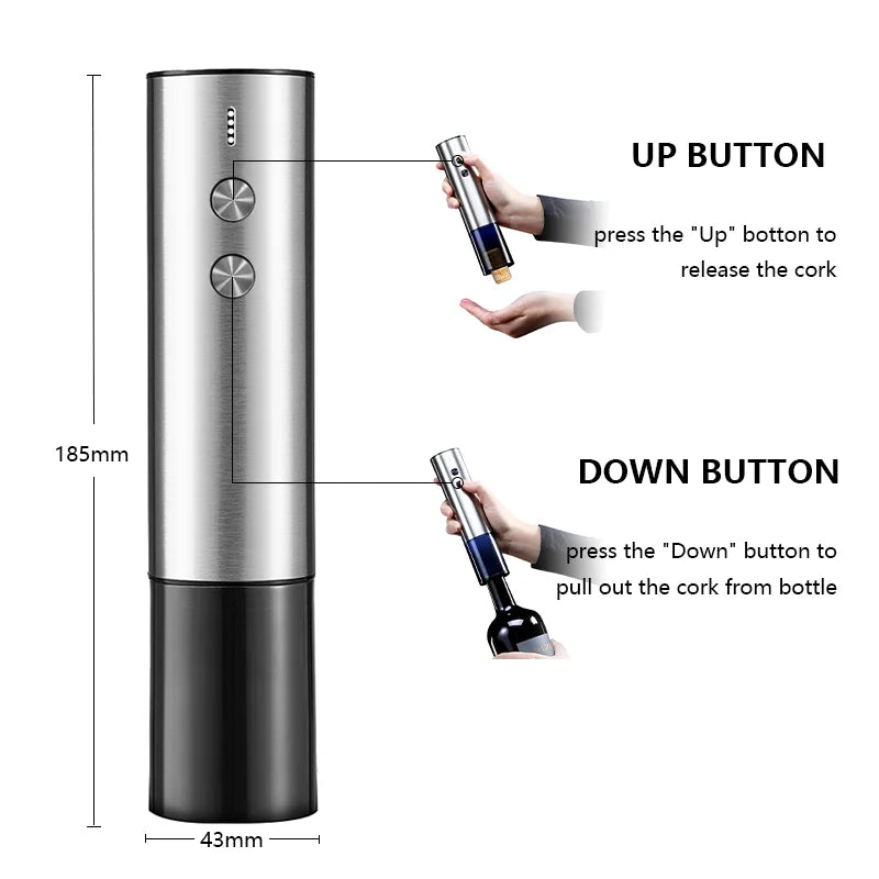 High Grade Eco-Friendly Rechargeable Electric Stainless Steel Wine Opener 2-in-1 Set
