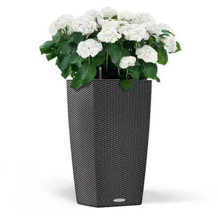 Tall Square Cylinder Self-Watering Eco-Friendly Plastic Planter Flower Pot for Home