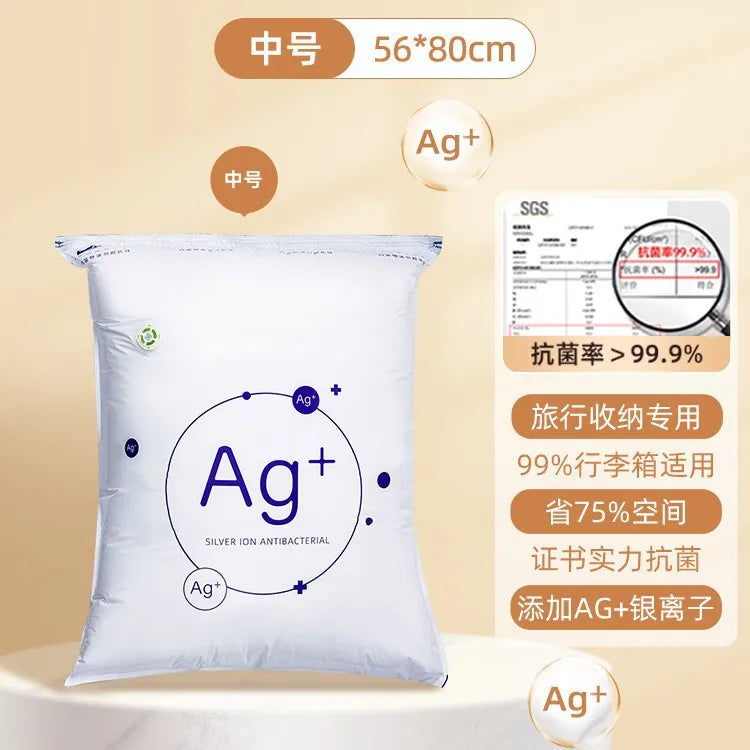 Vacuum Compression Bags Pump Free PA+PE Antibacterial Japandi Style Glossy Space Saving
