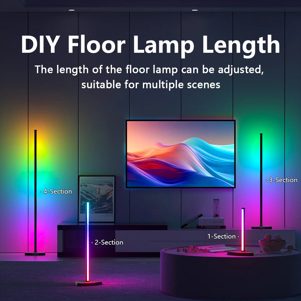 Nordic Standing Smart Led Reading & Floor Lamp Modern Design RGB Corner Floor Lamp Light
