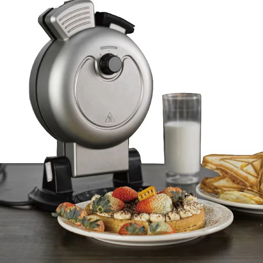 Spill-Free Recycles Batter Vertical Mini Pancake Waffle Maker Home Bread Cake Baking