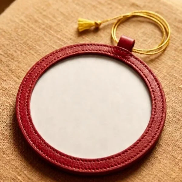 PU Needlepoint Self Finishing Round Leather Ornament Christmas Ornaments Needlepoint Self (Pack of 2)