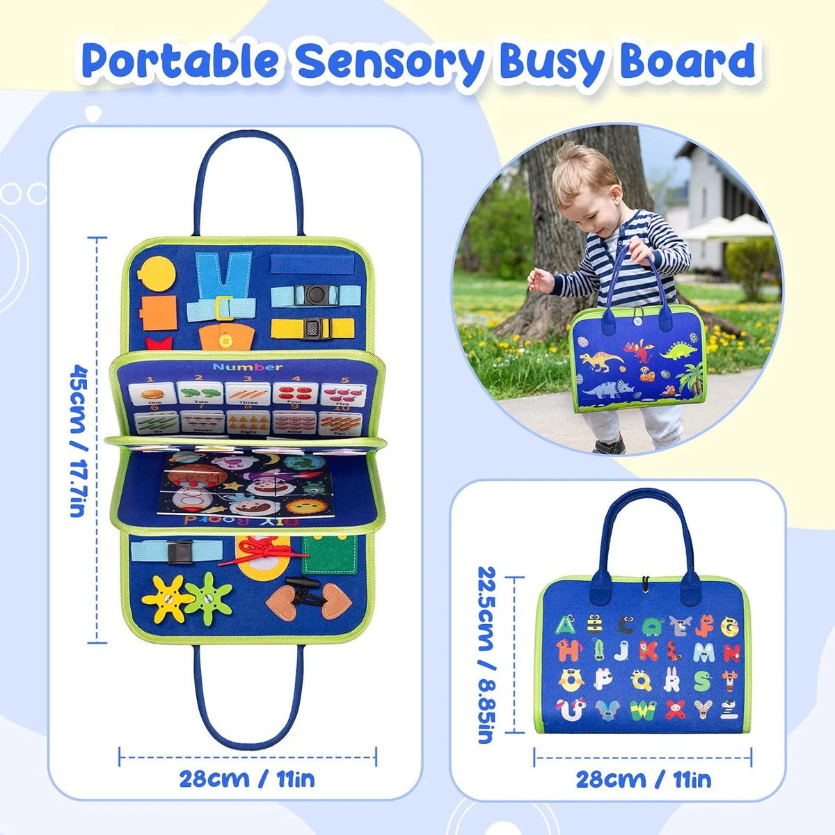 Montessori Busy Board Dinosaur Themed Felt Toys Kids Animals Busy Board Sensory Toys Diy