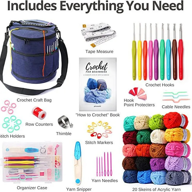 Custom 68 Pcs of Crochet Hook Set DIY Hand-Woven Sewing Kit with Wool Beginner Crochet