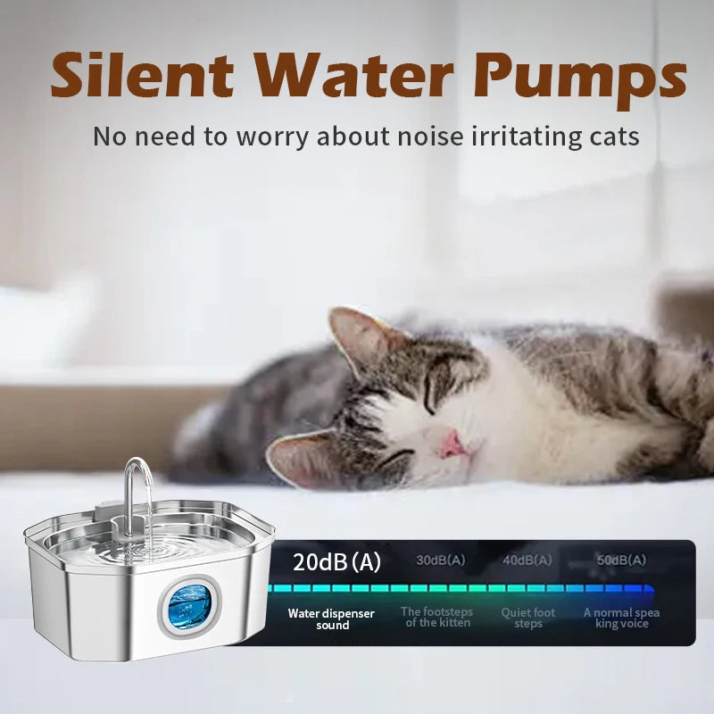Buy 304 Stainless Steel Pet Water Fountain Automatic Cat Dispenser Dog Drinking Fountain
