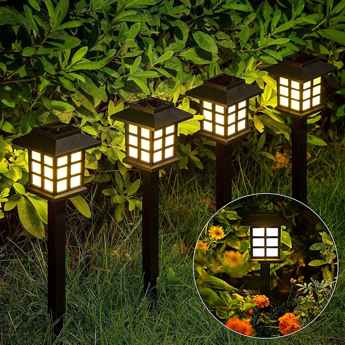Certified LED Solar Lawn Lamp Warm White IP65 Waterproof for Outdoor Courtyard Garden