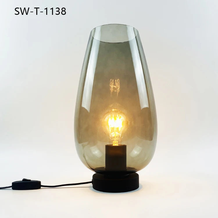 Led Bed Side Bedroom Modern Round Table Lamp Mushroom Lamp Glass Table Lamp