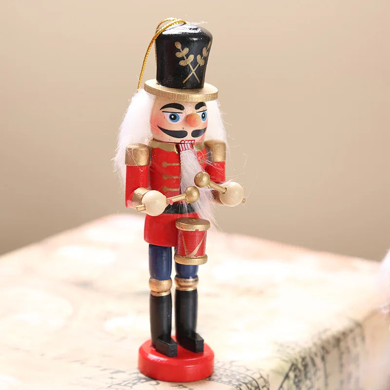 6pcs/Set 12cm Wooden Soldiers Christmas Nutcracker Ornaments Set Hanging Christmas Tree