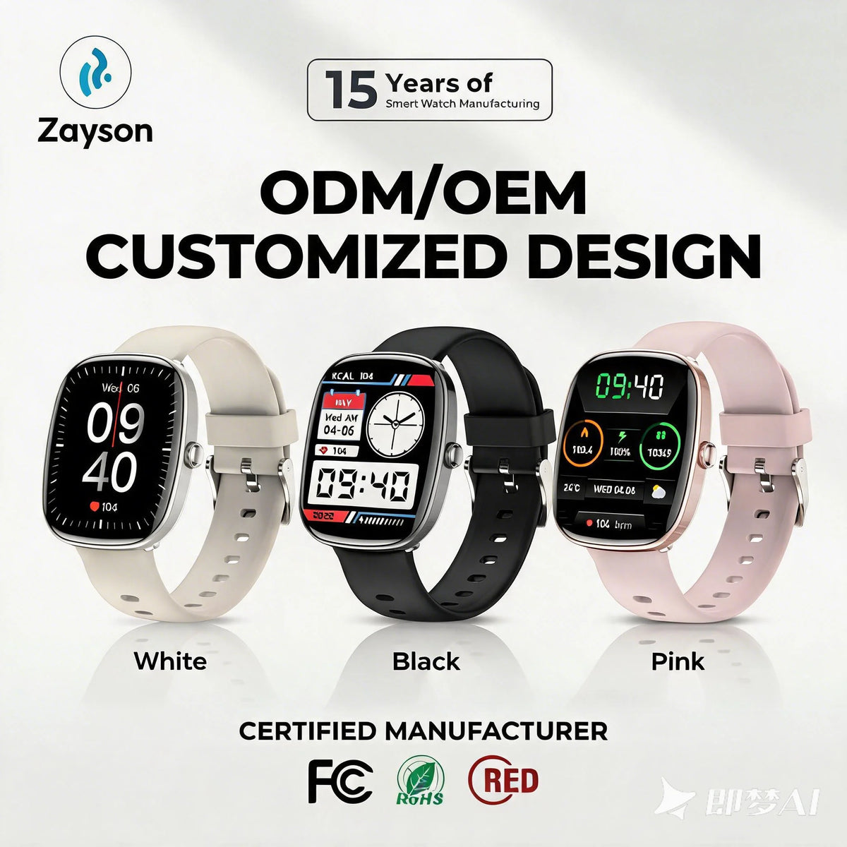 5.0 Smart Watch for Men Women 1.83" AMOLED Touch Fitness Tracker Heart Rate SpO2 Sleep