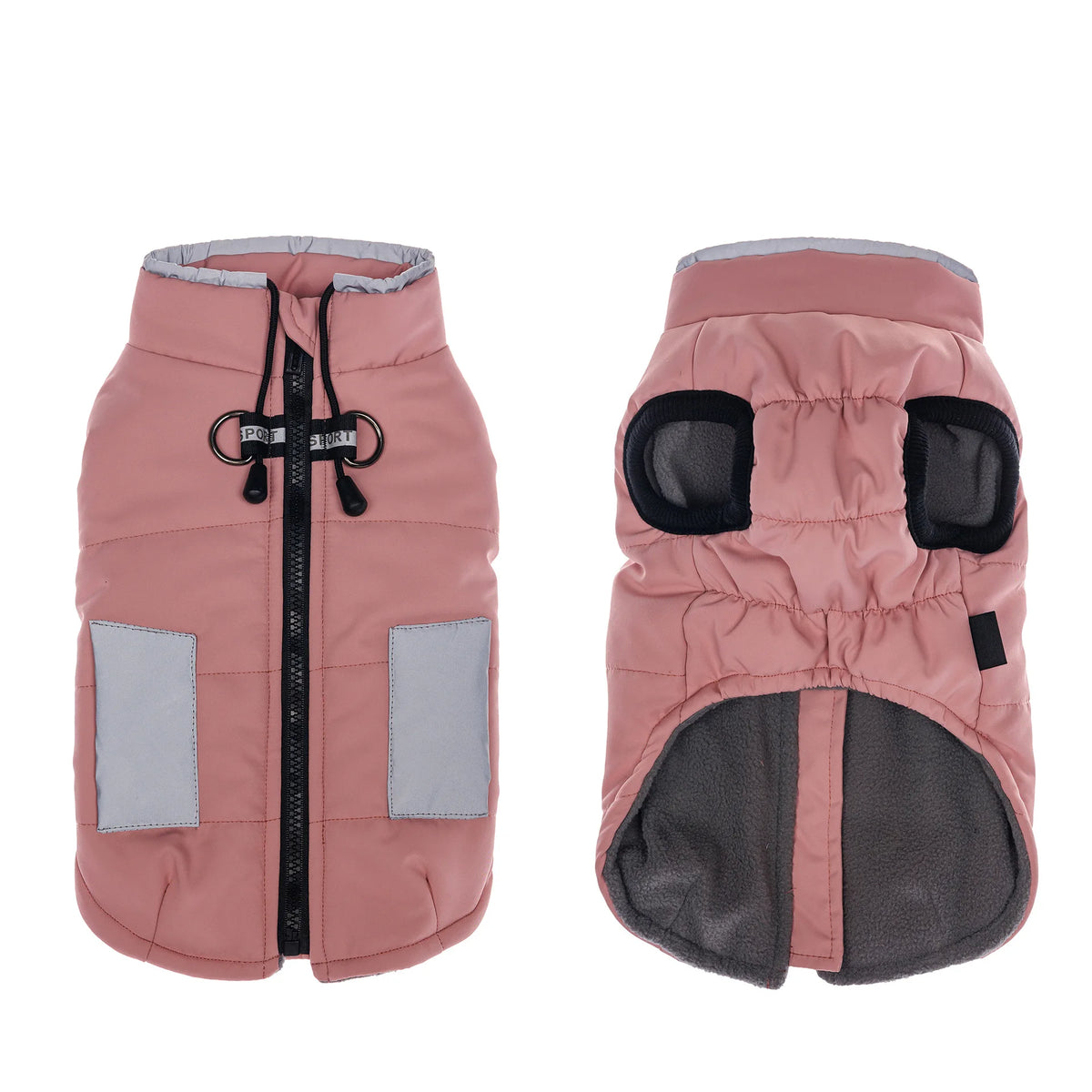 Water Resistant Pet Puffer Vest Reflective Pocket Design Dog Warm Jacket With Leash Ring