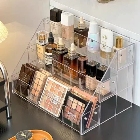 Modern Multi-Layer Acrylic Display Rack for Lipstick Transparent Eco-Friendly Trapezoid