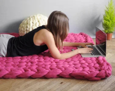 Hand Soft Fluffy Yarn Chunky Knit Weighted Blanket