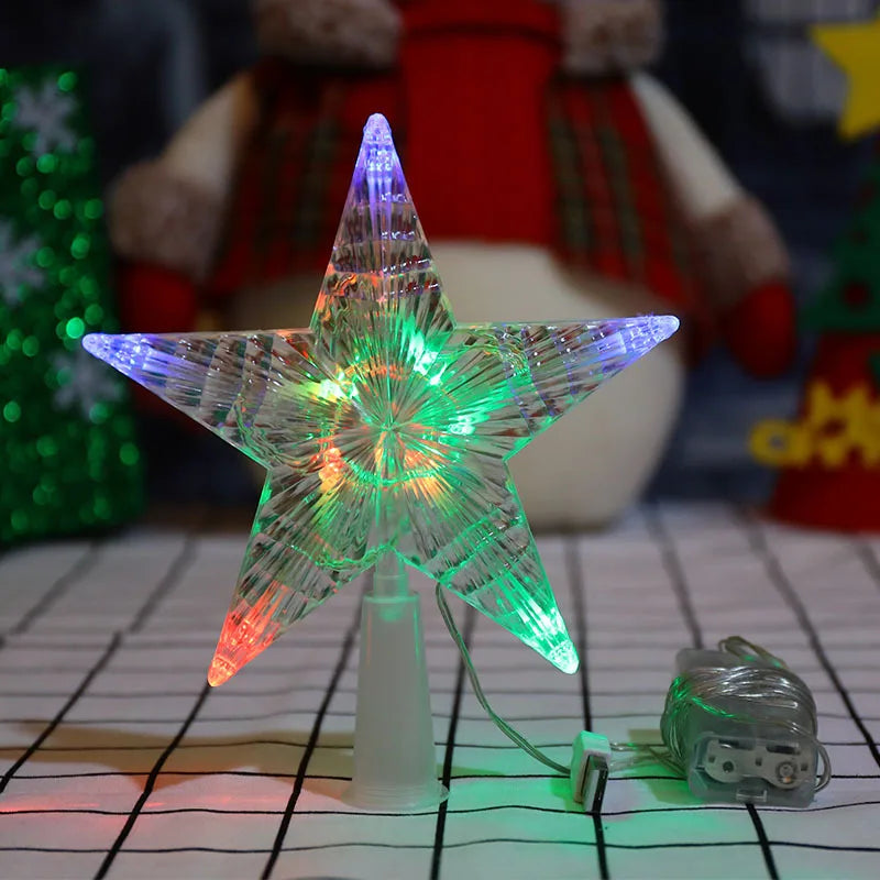 USB RGB LED Christmas Tree Topper Star with Remote & 3M Wire, Color Changing Timing Xmas