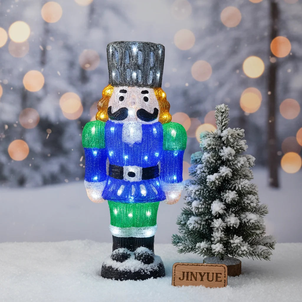 3D LED Christmas Nutcracker Motif Light Acrylic Toy Soldier Figure Crystal Glow IP44