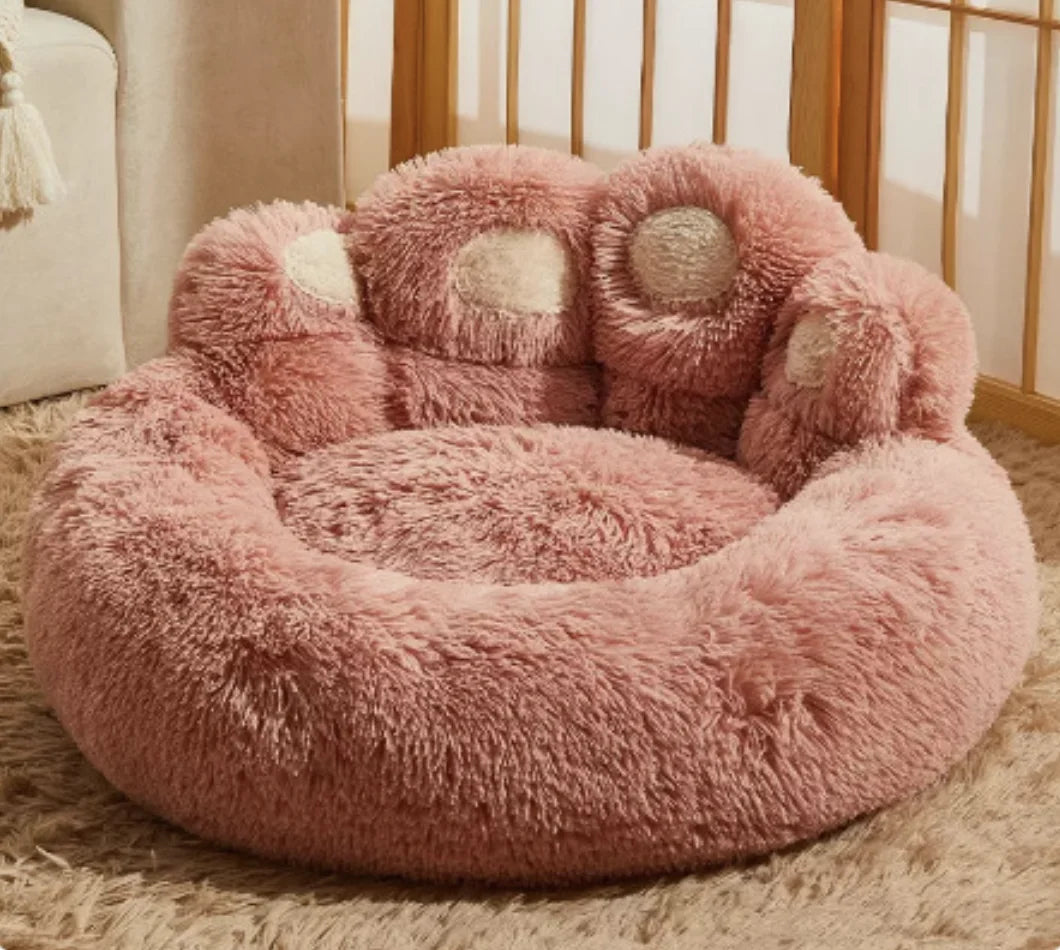 Large Eco-Friendly Faux Fur Donut Dog Bed Modern Soft Customized Calming Fluffy Plush