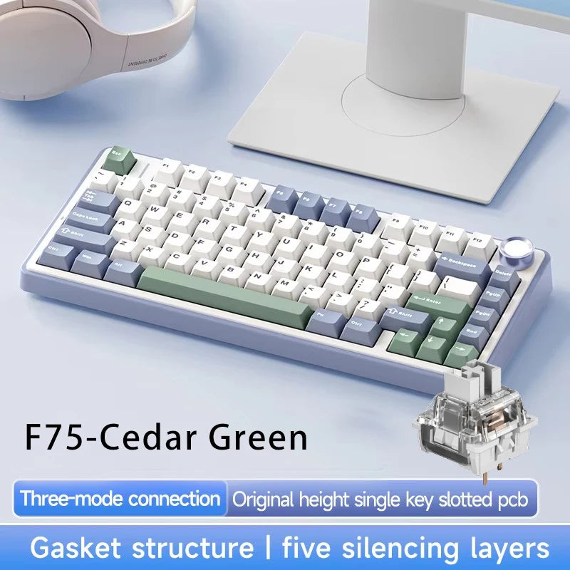F75 75% Customized Mechanical Keyboard Full Key Hot Swap 2.4 Wireless Three Mode Keyboard
