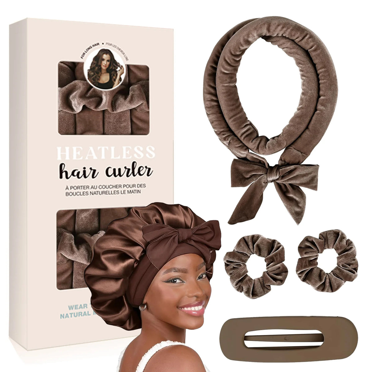 Luxury Velvet Heatless No Heat Curlers Overnight Headband with Filled Roller Frizz-Free