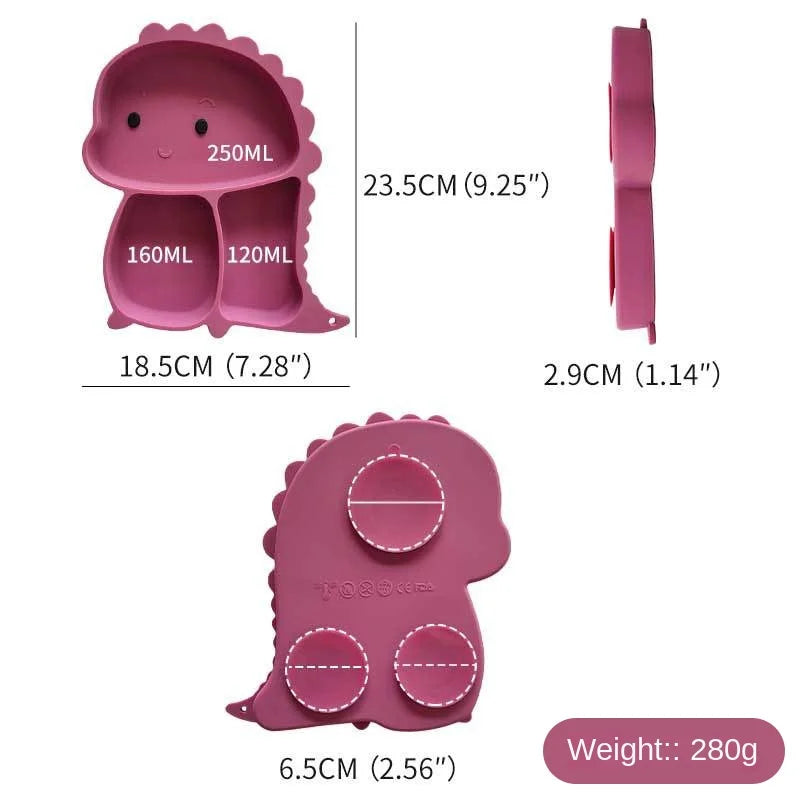 Baby Silicone Feeding Set Suction Plate Bowl Toddler Sippy Cup Cartoon Eco-Friendly Bpa