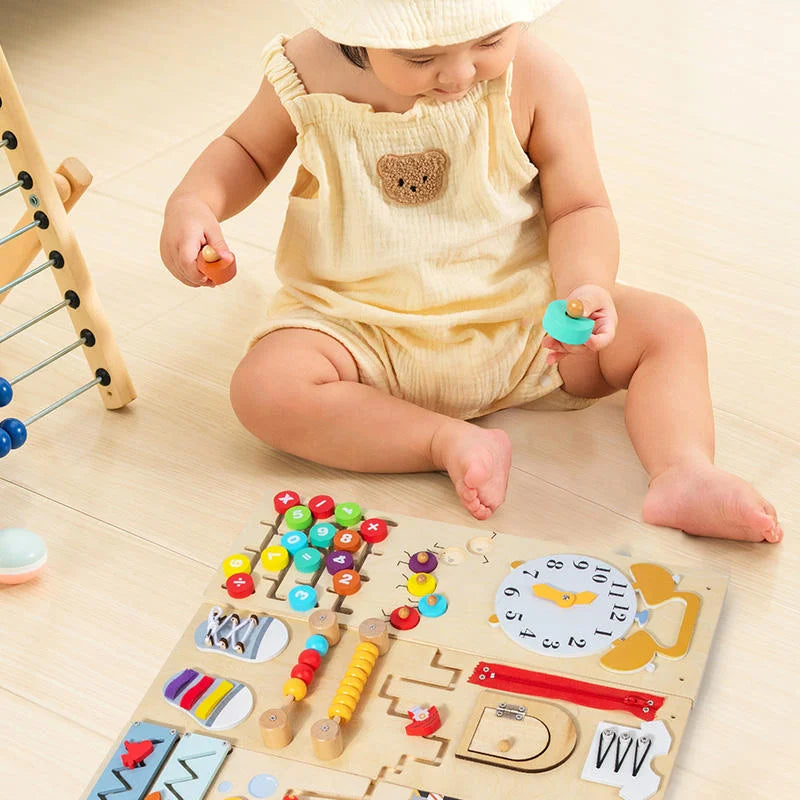 Large Wooden Montessori Wall Busy Board Clock Music Sets Felt Autism Sensory Cognitive