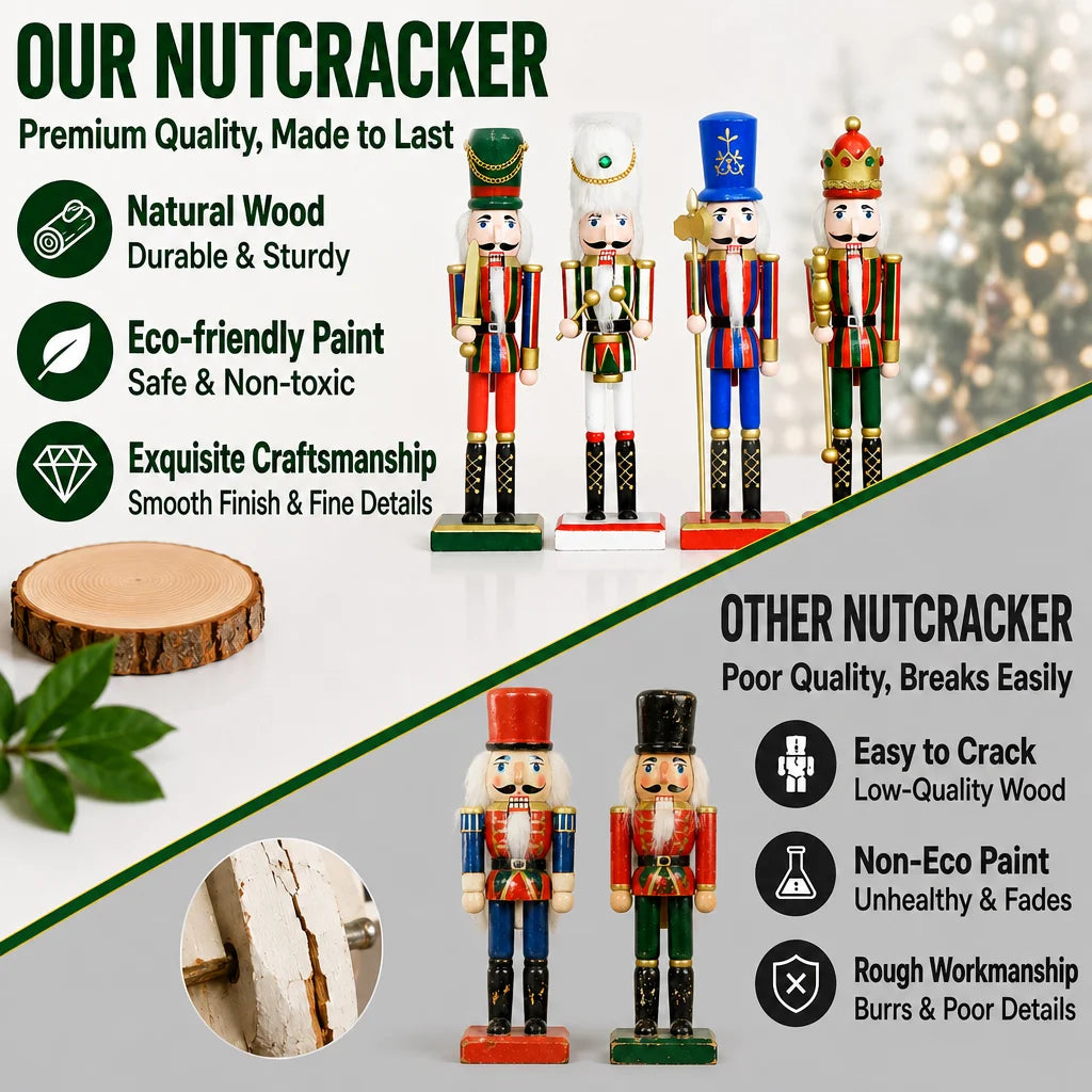 Customizable Handicraft Traditional Christmas Decoration 36cm Wooden Nutcracker Doll