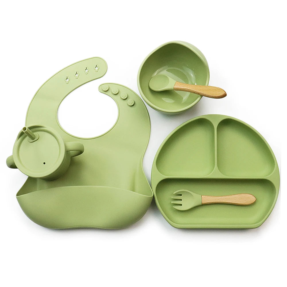 Bpa Free Silicone Baby Feeding Set Food Grade Silicone Spoon and Fork Snack Sippy Cup