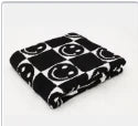 Customizable Smiley Face Double-Sided Thermal Knit Throw Chunky Black White Fleece Beach