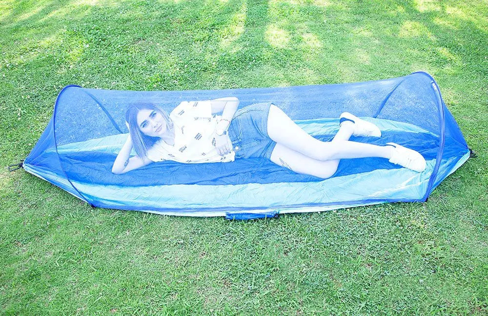 Lightweight Parachute Single Color Hammock with Mosquito Net for 1-2 Person All Seasons