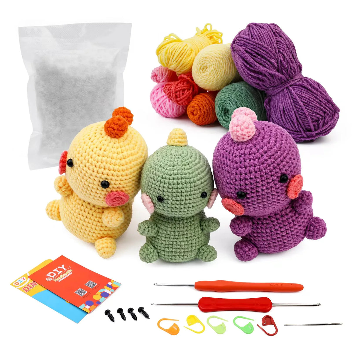 DIY Knitting Kit Customizable Embroidery Flower Animal Crochet Set Beginner Adults Yarn