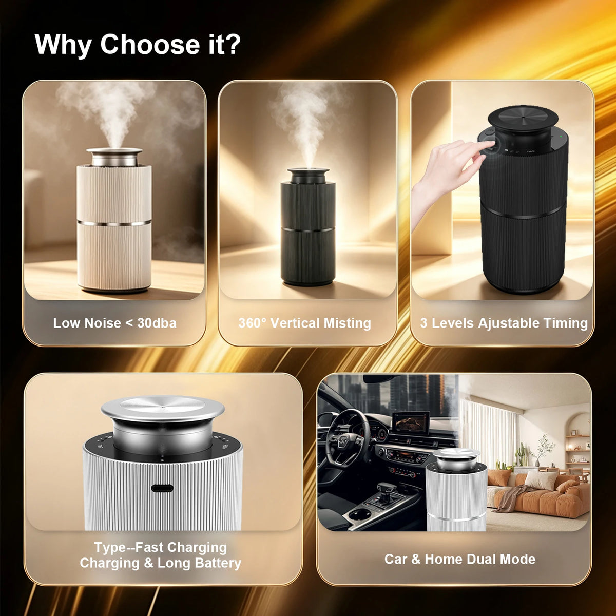 Customized Luxury Mini USB Rechargeable Nano Mist Essential Oil Diffuser Waterless Scent