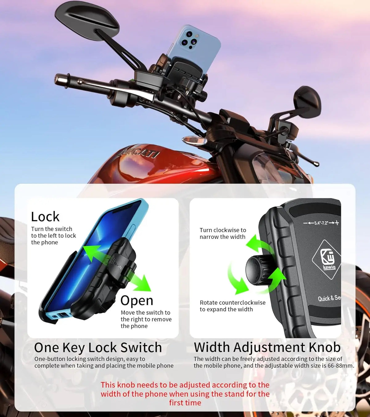 Sturdy Motorcycle Handlebar Mobile Phone Holder With Secure Lock Design Mechanically