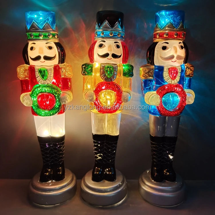 Led Hand Blown Glass Best Christmas Nutcracker Soldier Ballet Statue Collection