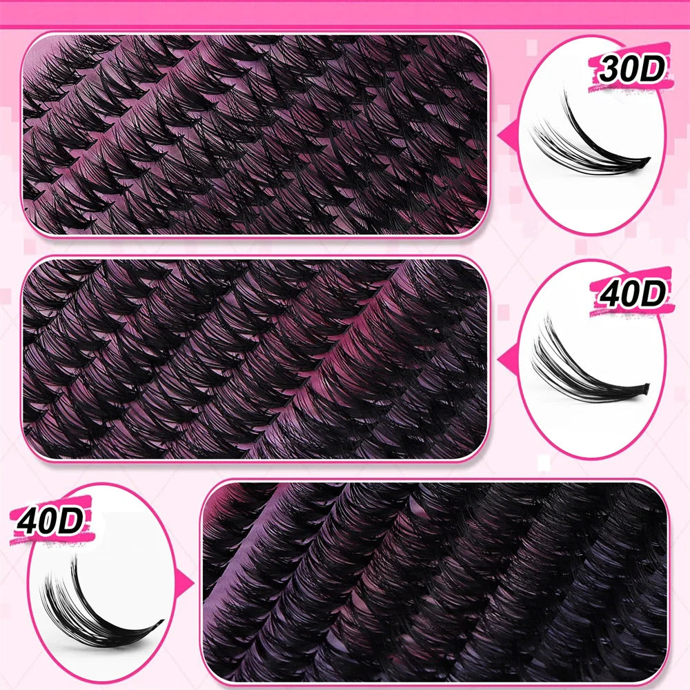 Cluster Lashes Individual Eyelashes DIY Segment Lashes Cluster Kit With Bond and Seal