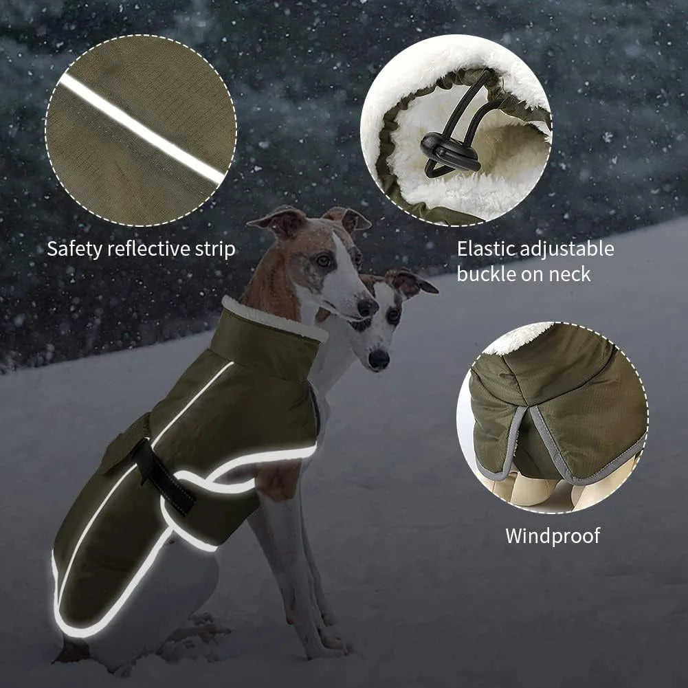 Pet Coat Thickened Dog Winter Coat With Sherpa Collar Waterproof Windproof Jacket Wit