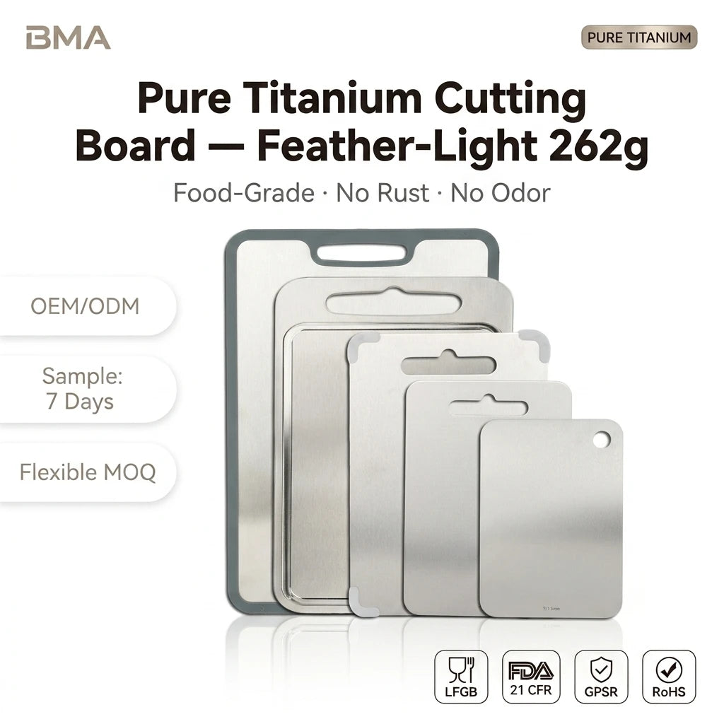 Pure Titanium Cutting Board Lightweight Food Grade Metal Chopping Board Anti-Bacterial
