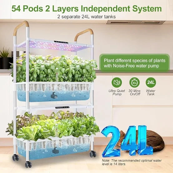 Indoor Eco-Friendly Hydroponic Growing System 54 Pods Herbs Vegetable/Fruit Kit Large