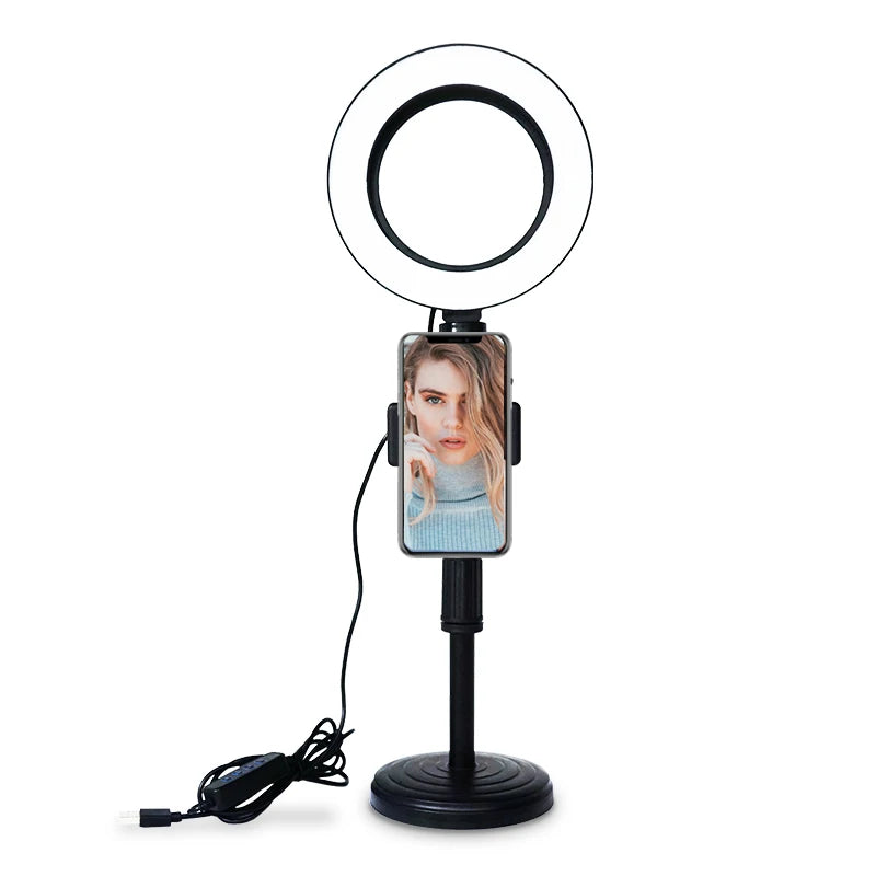LED Selfie Ring Light Adjustable Phone Holder Tripod Live Stream Video Studio Product