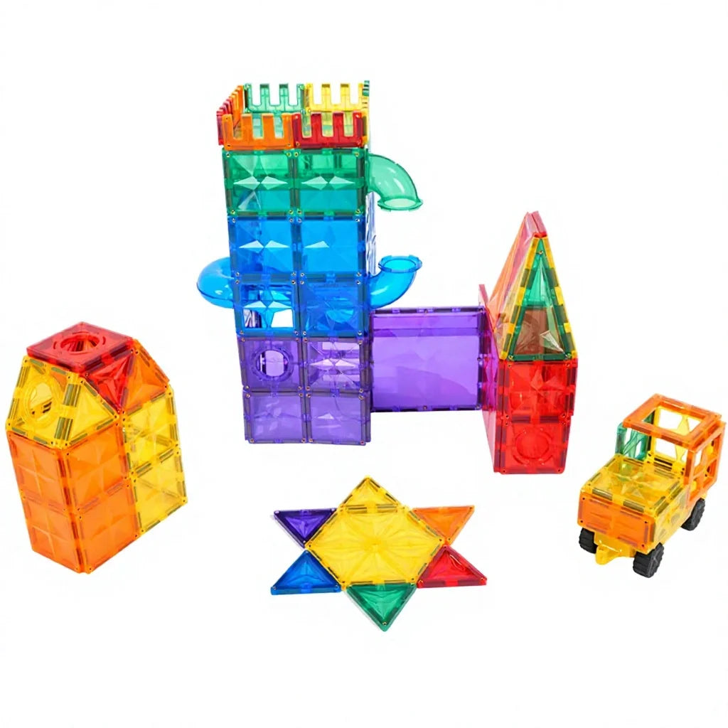 Colorful Magnetic Tiles Building Block Set DIY Assembly STEM Construction Toy Montessori