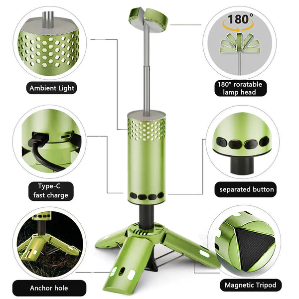 Portable LED Light Outdoor Camping Rechargeable Hiking Backpacking Emergency Garden