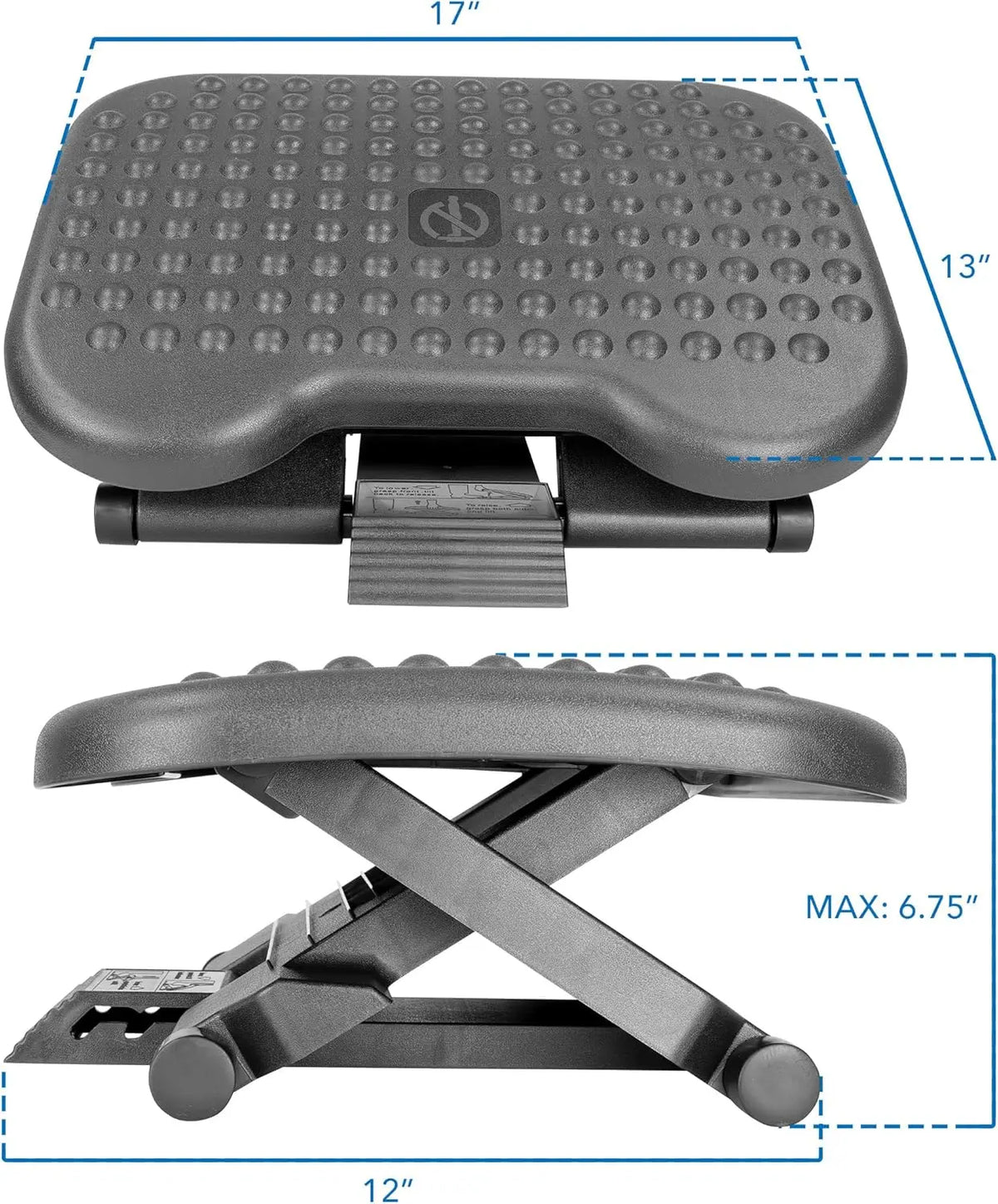 Ergonomic Under Desk Footrest with 3 Height Levels