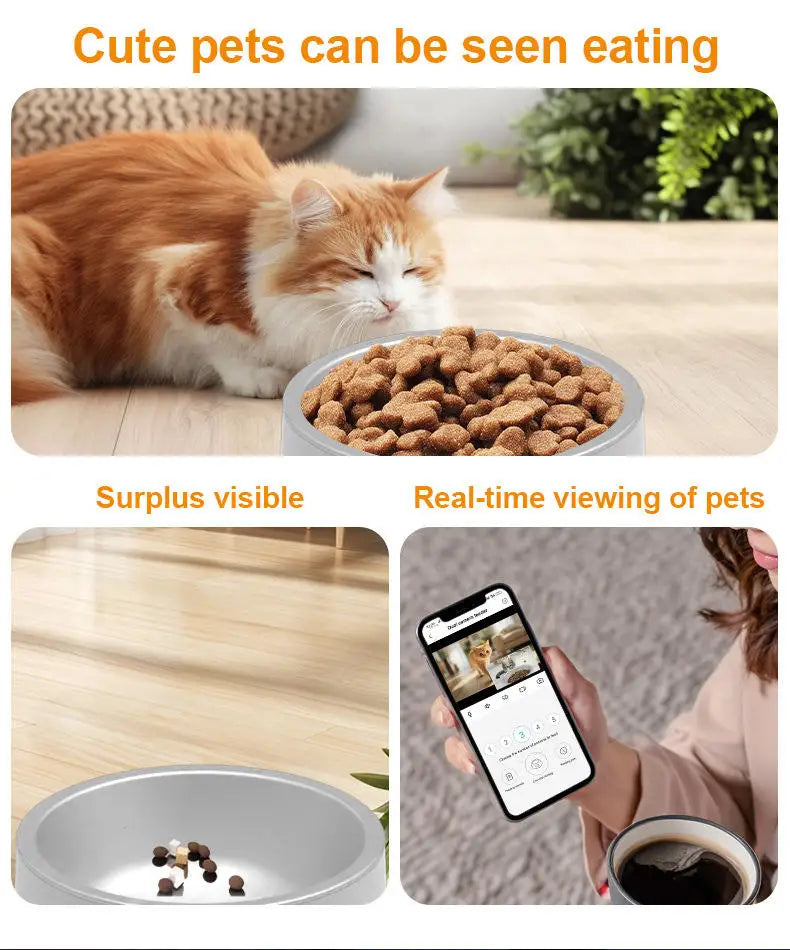 3L Smart Automatic Pet Feeder with HD Camera WiFi APP Control Voice Recorder Timed Food