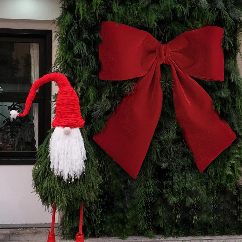 JQ Handmade Korean-Style Oversized Christmas Bow Tree Topper for Festive Home Decor